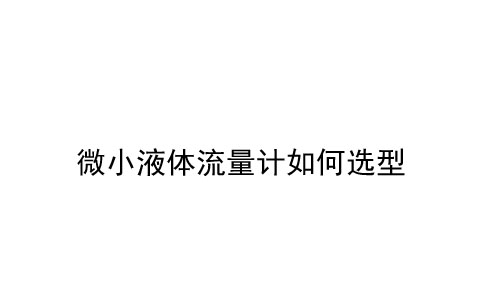 微小液体流量计如何选型